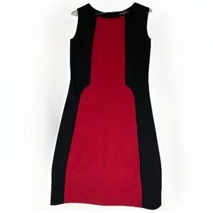 Adrienne Vittadini Colorblock Shift Dress Sleeveless Black Red Dark Academia S 2